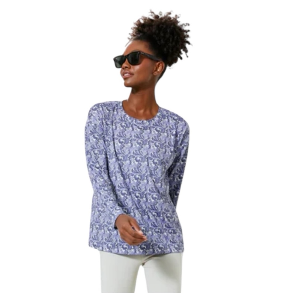 Tuckernuck Sport Purple Paisley Floral Long Sleeve Ryan Top